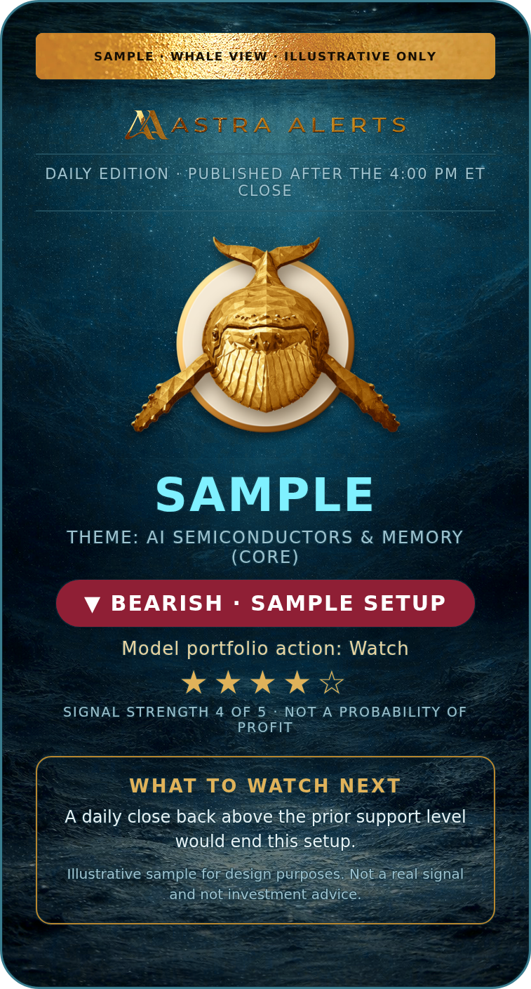 Illustrative sample of an Astra Alerts signal card